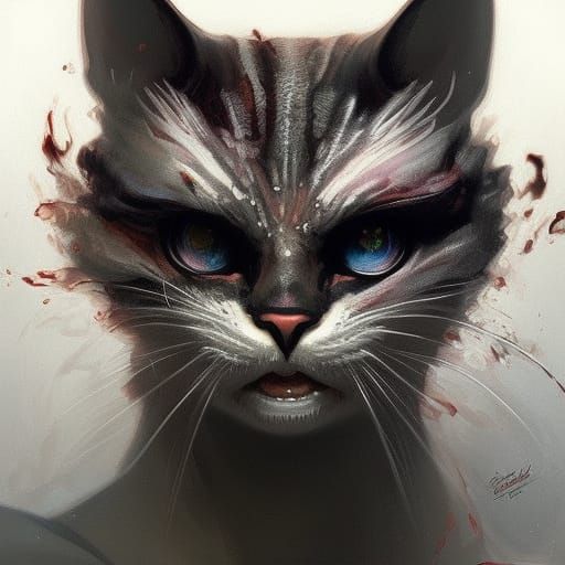 Scary Cat With Long Sharp Teeth - Ai Generated Artwork - Nightcafe Creator