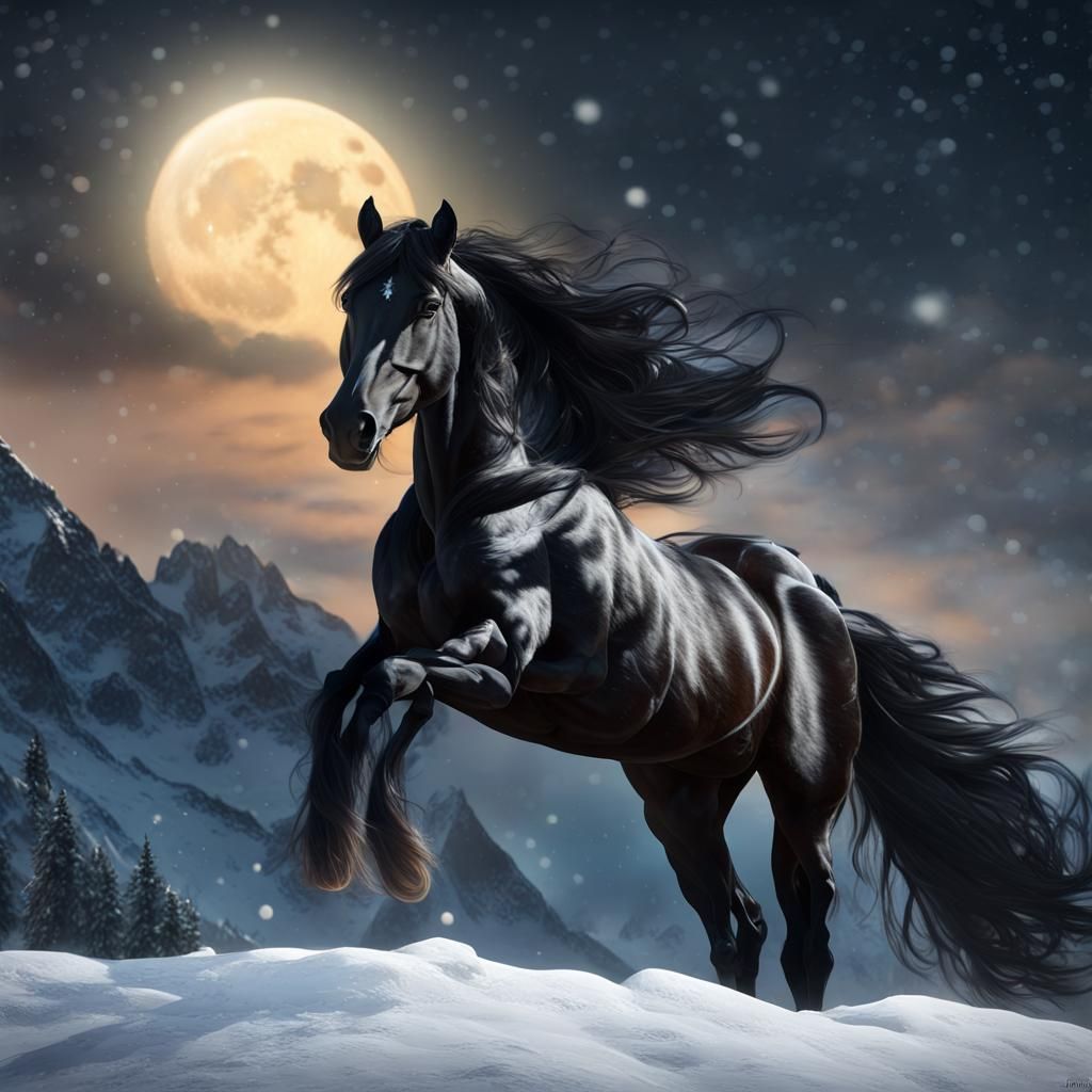 Beautiful wild black horse - AI Generated Artwork - NightCafe Creator