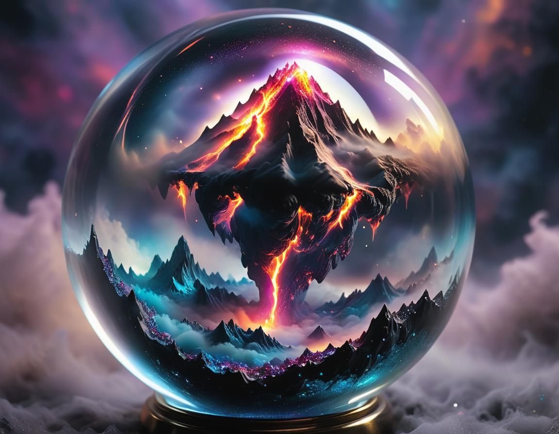 A celestial volcano in a crystal ball  by @Torek