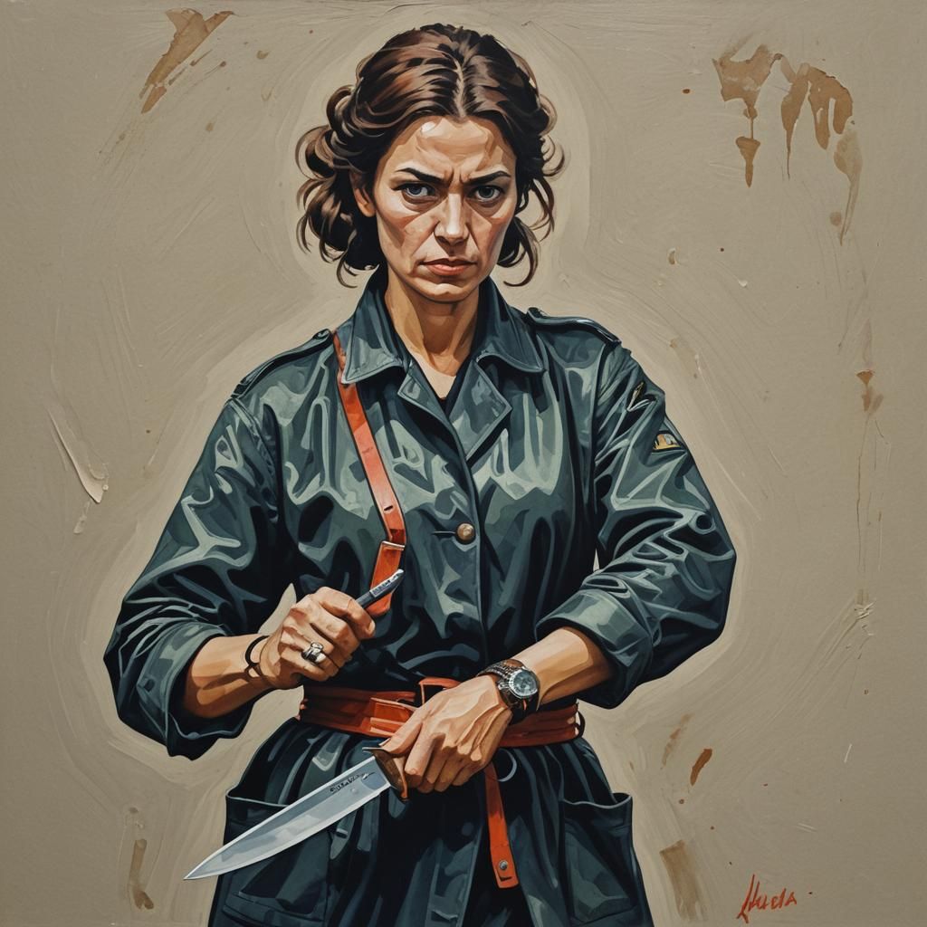 Yoguslavian spy with knife Tanja Ostojić style