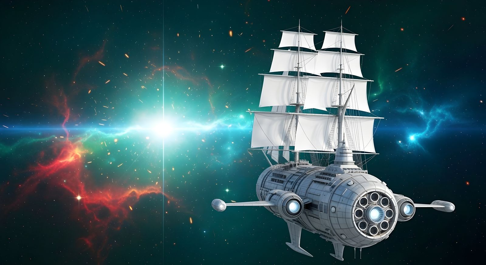 Starship with Sails for Darkspace Hyperbands  by @Gary Murakami