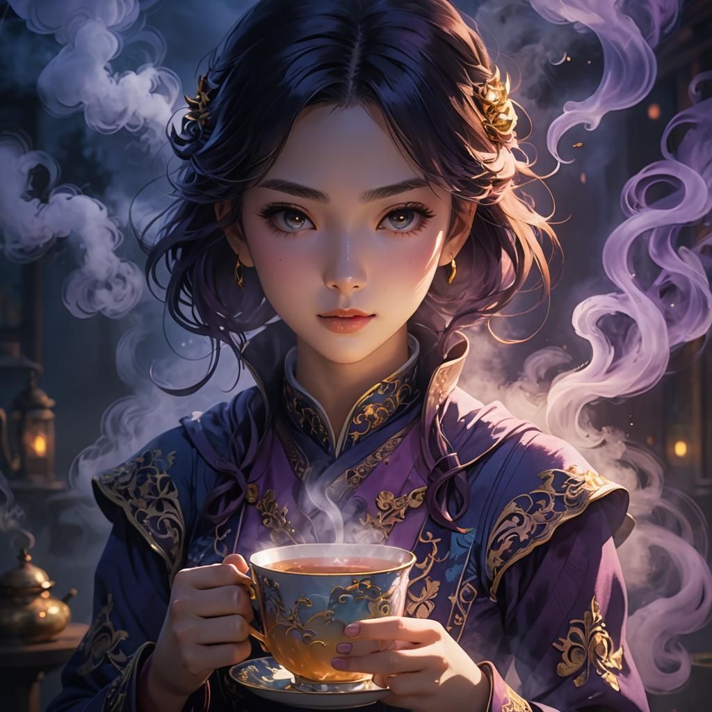 Mystery in a cup of tea  by @Moon Rabbit