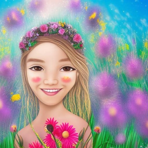 painting of a young flower girl AI Generated Artwork NightCafe Creator