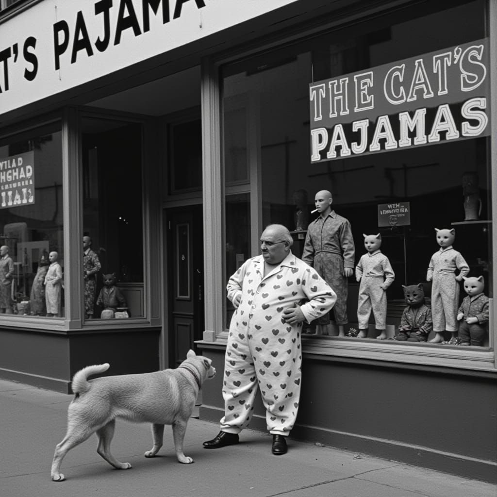 "Go a'vay...I don' feed dogsh...no dogsch.  I only got white...