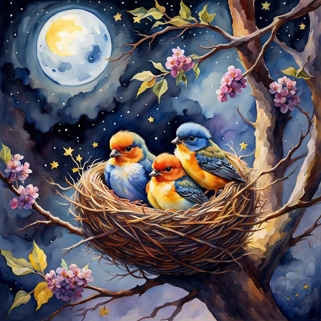 Birds in a nest  by @That cinema teacher