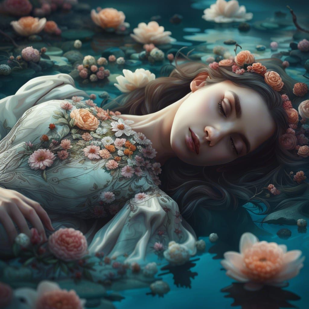 Girl in Lake: Renaissance Rococo Style