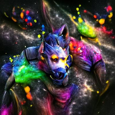 colourful galaxy wolf