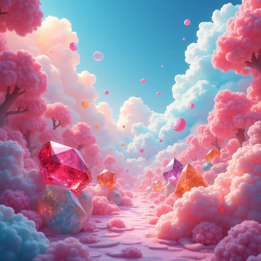 Candyland Gemstones in Postmodern Digital Illustration