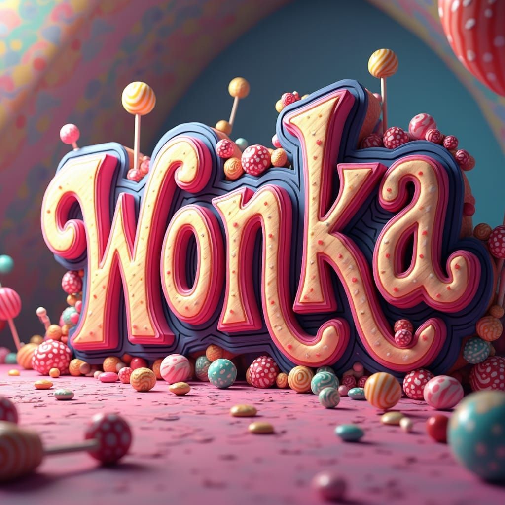 Wonka Typography in a Psychedelic Candyland