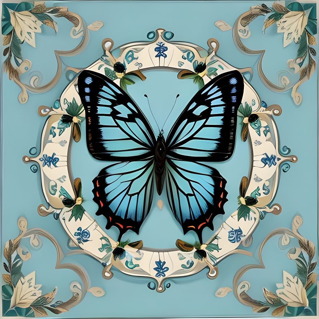 Butterfly and Turtle: AI Generated Image