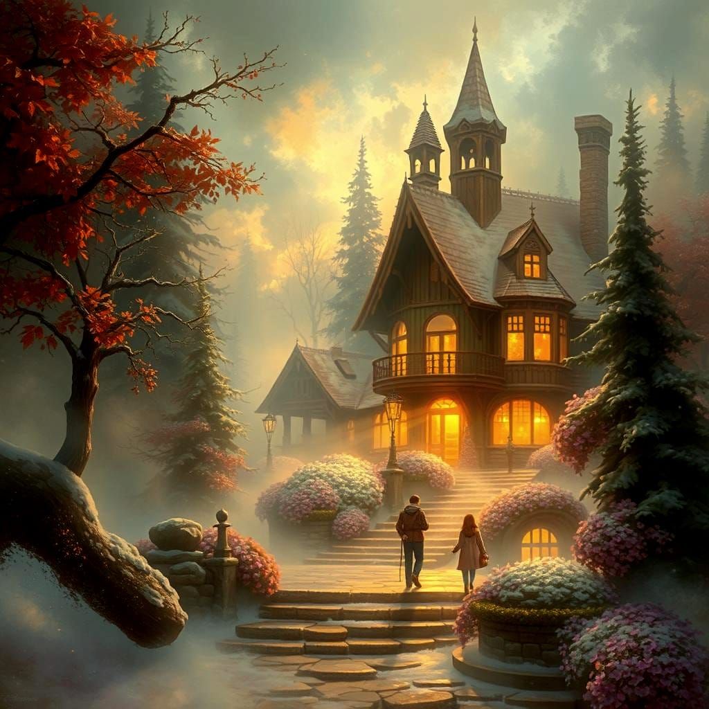 Ethereal Fantasy Landscape in Kinkade Style