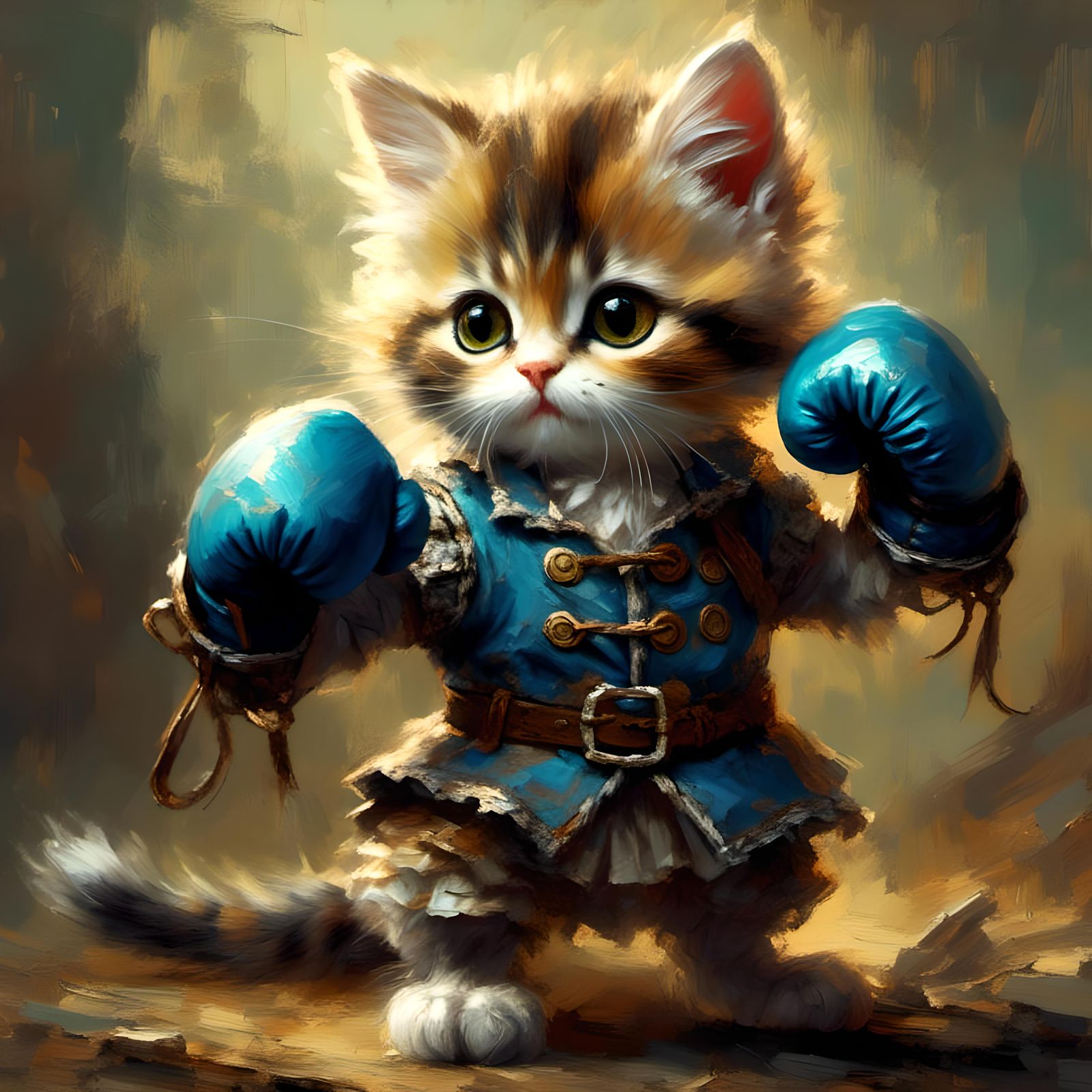 In the blue corner, The Calico Crusher...