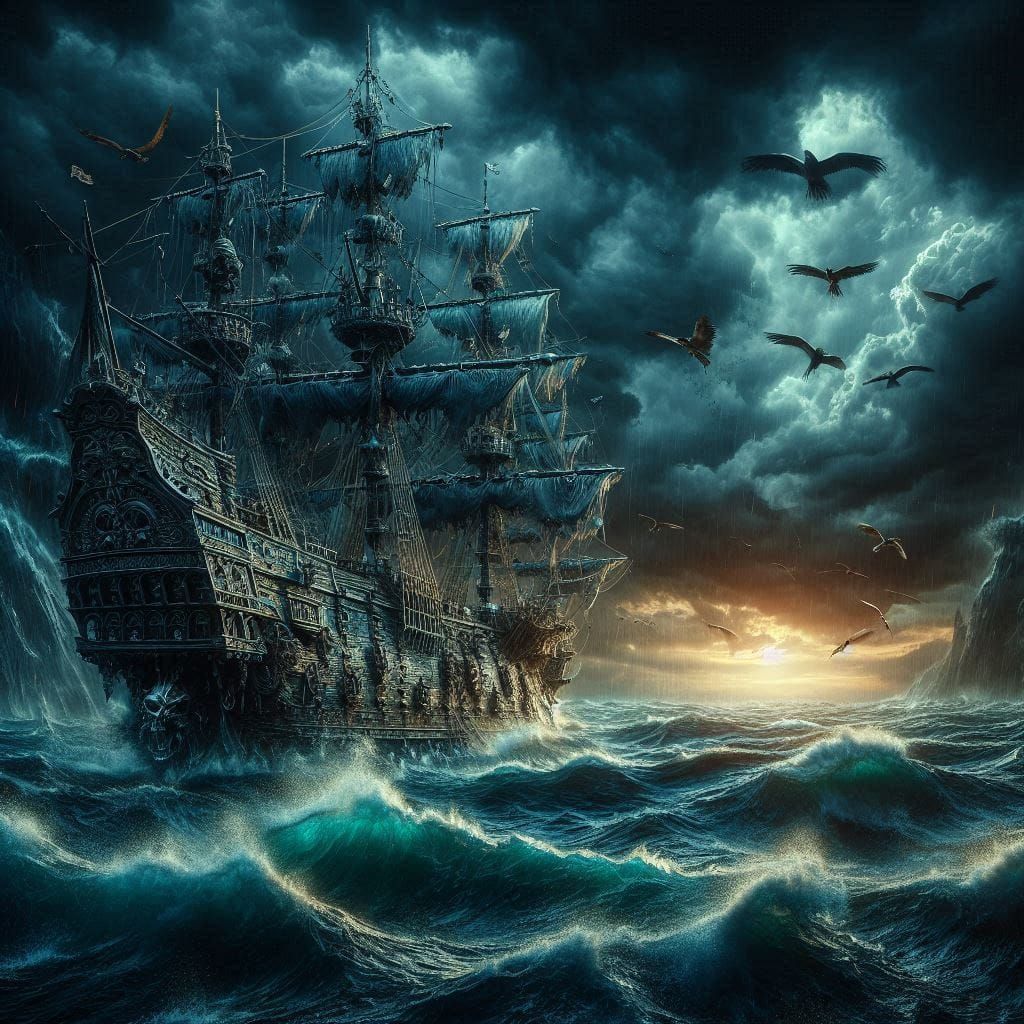 Pirate Ship On Rough Seas