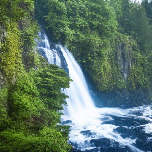 Ethereal Waterfall Descends from Celestial Realm