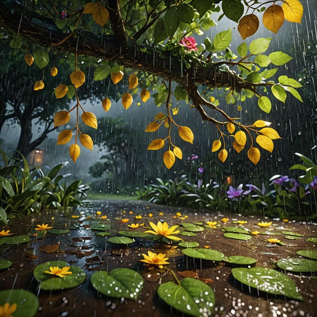 Rain-kissed Nature: Rain has a magical effect on nature. Leaves glisten with raindrops, flowers seem ...  by @Dragontinkerluv