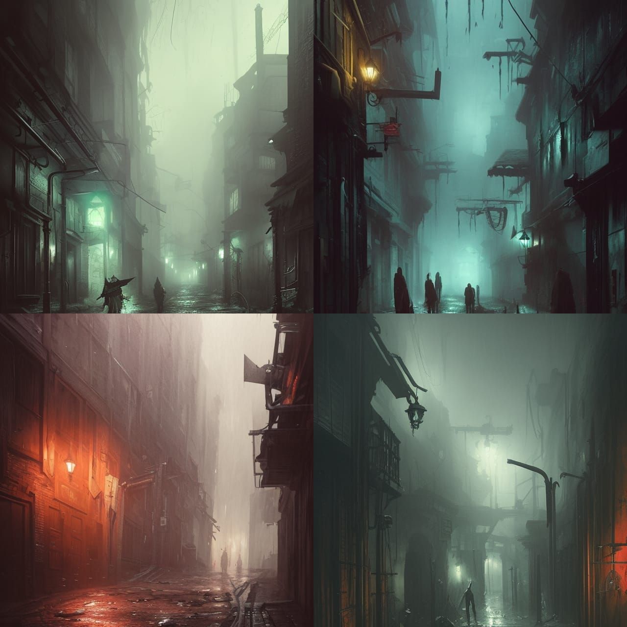 dark and gritty scary alleyways of an eerie misty city - AI Generated ...