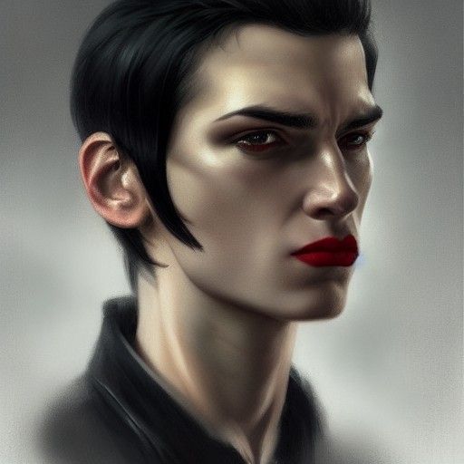 A hyper realistic portrait of a young man with short black h...
