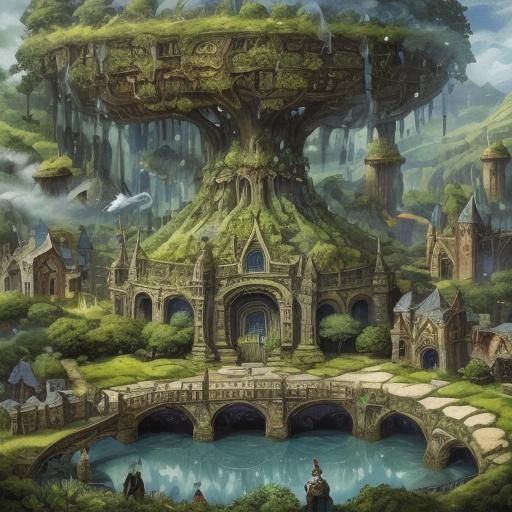 <lora:Aisling:1.0> Aisling, Aisling

**Intro.** A small ringfort with roundhouses in Moon Tree valley called Cairnvale. Outside is lush fore...