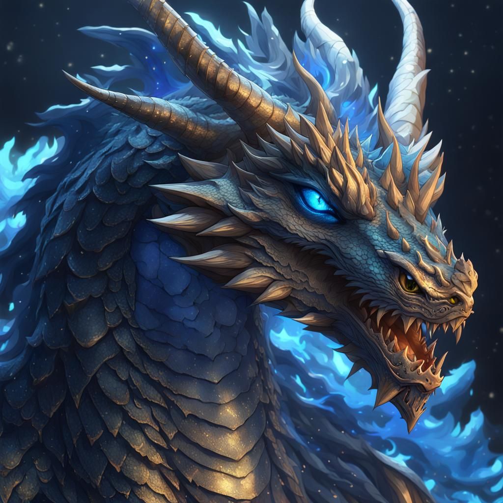 dragon made entirely from blue aura - AI Generated Artwork - NightCafe ...