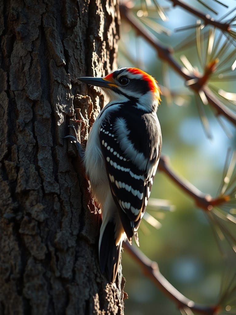 Downy Woodpecker in native habitat  by @Bubble Tea