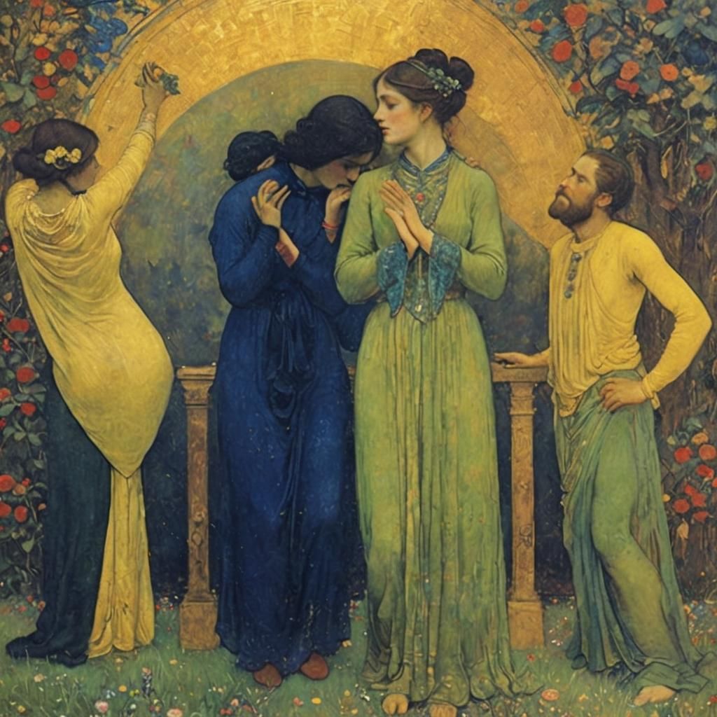 Symbolist Oil Painting with Intricate Details