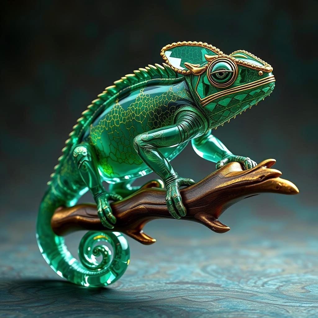 Emerald crystal chameleon  by @FABIOLA