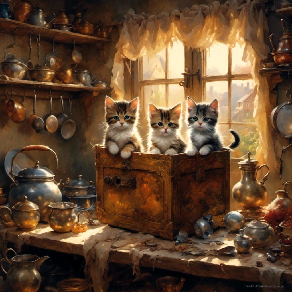  little Tabby Kittens sitting in a box   by @Gaby