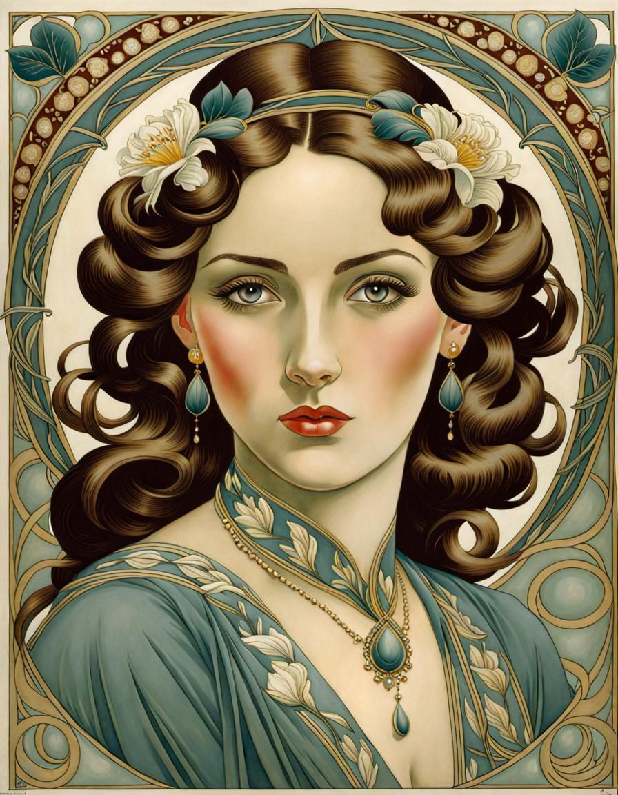 Rossi, Art Nouveau Portrait - AI Generated Artwork - NightCafe Creator