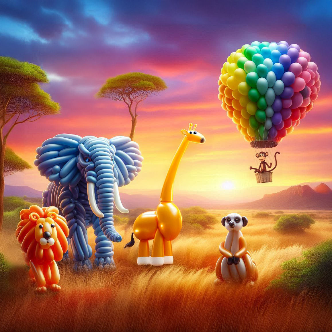 Colorful Balloon Animals African Safari