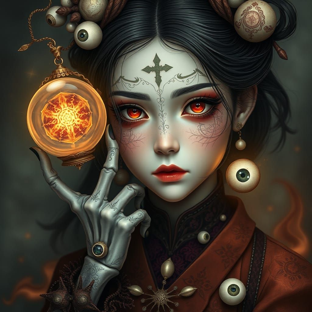 Cursed Object Girl with Hologram Designs