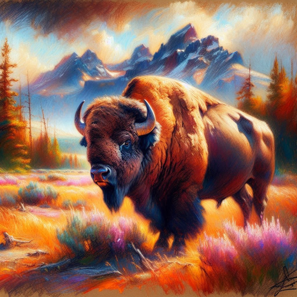 Yellowstone Park, if you've never seen animals in their natural setting, you've never experienced their ...  by @Marshas Creative AI Designs