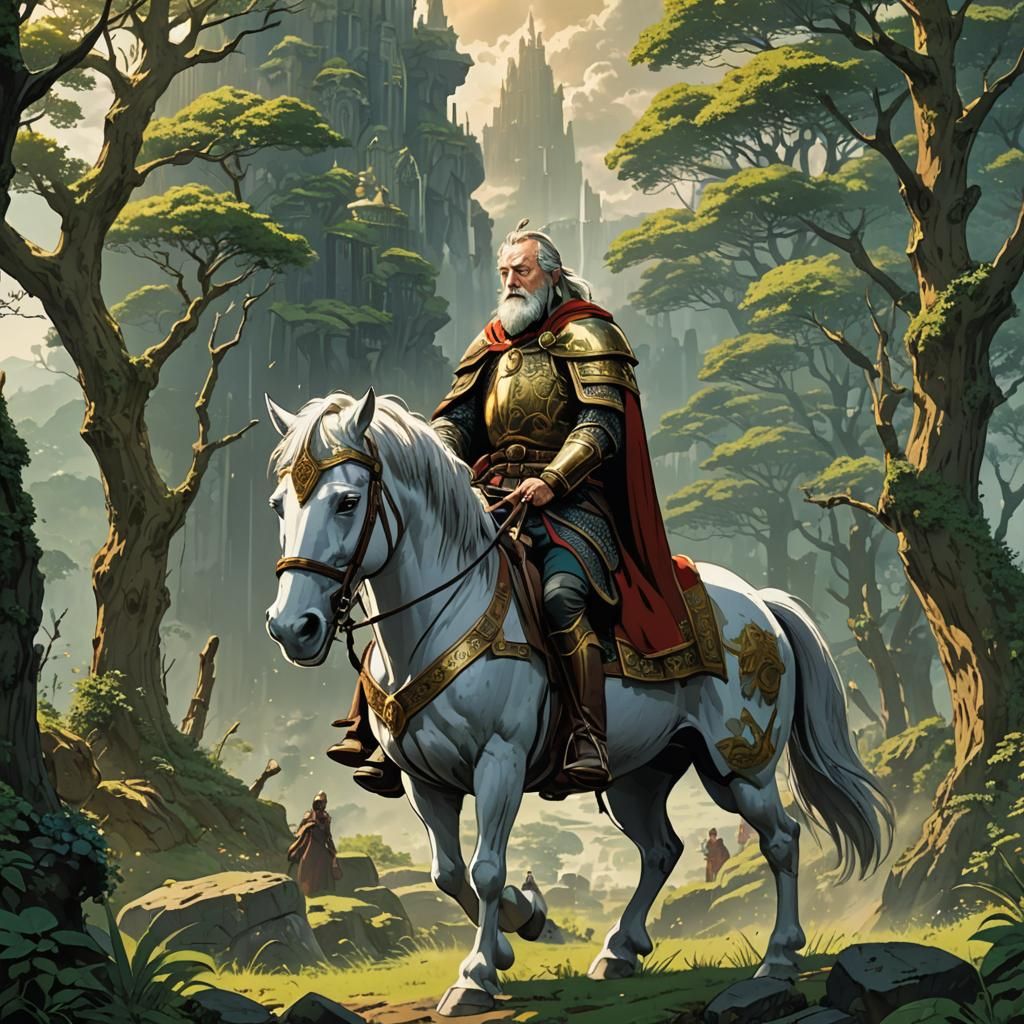 King theoden on horseback, Studio Ghibli, Anime Key Visual, ...