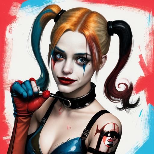 An illustration of a harley quinn in abstract expressionism - AI ...