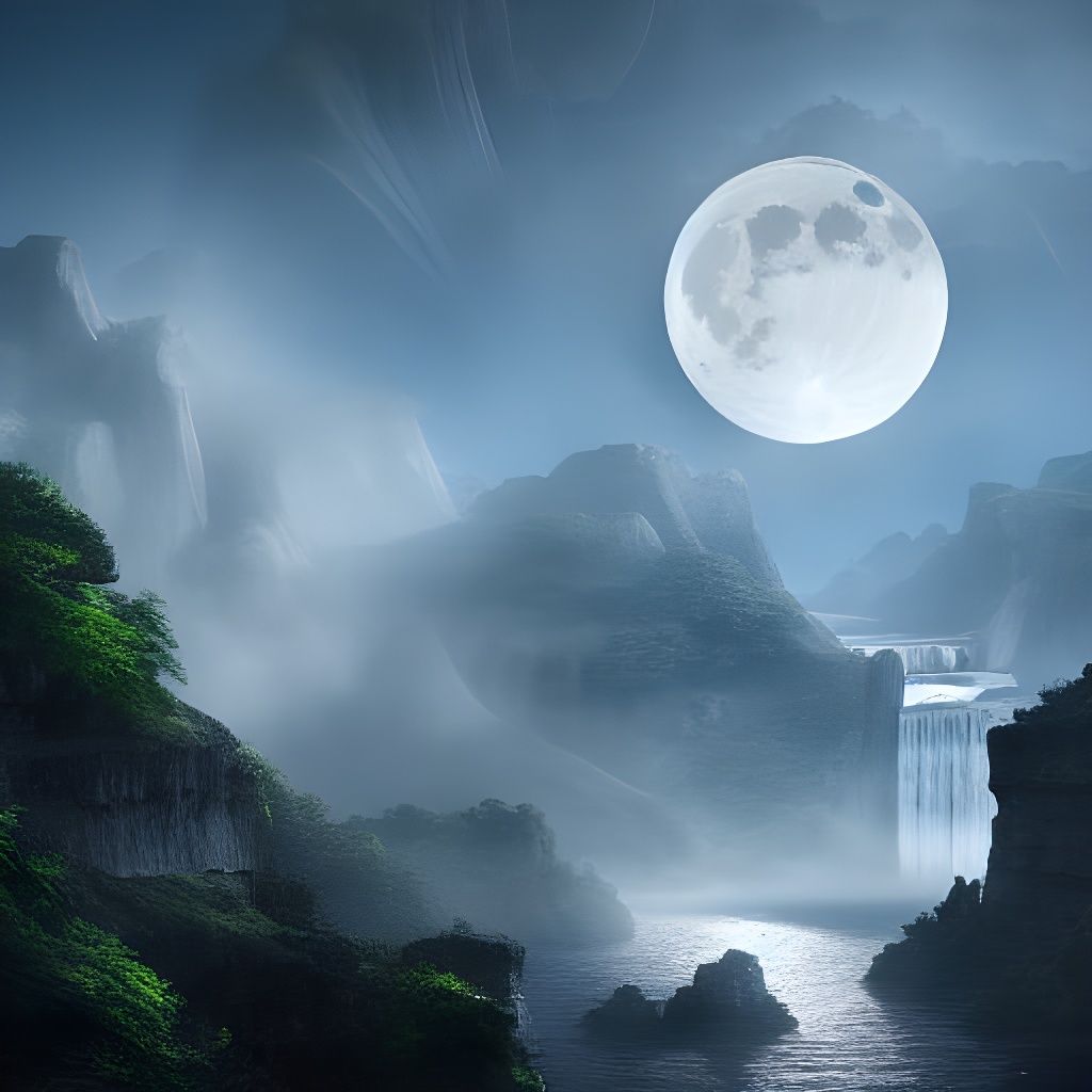 Moon over the cliffs undefined