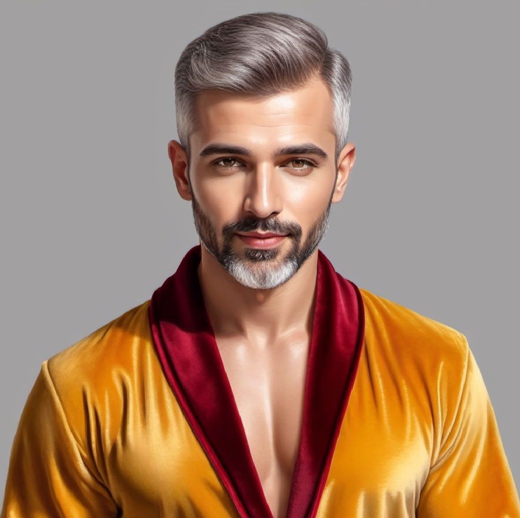 A handsome grey-bearded man, a »young daddy«