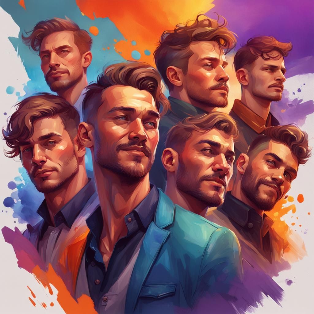 Handsome guys on a gay party on a King's day in Amsterdam