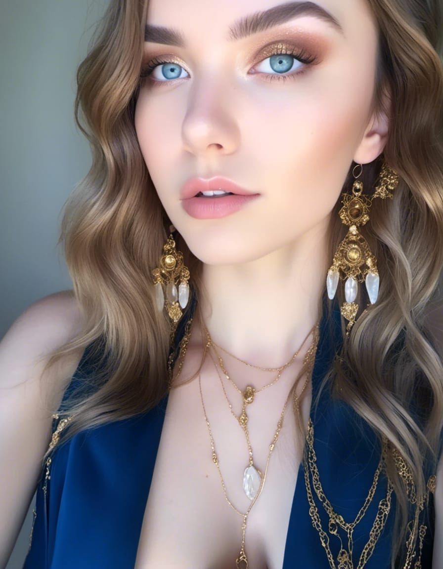 olhos azuis, cabelo marrom,  e bonita