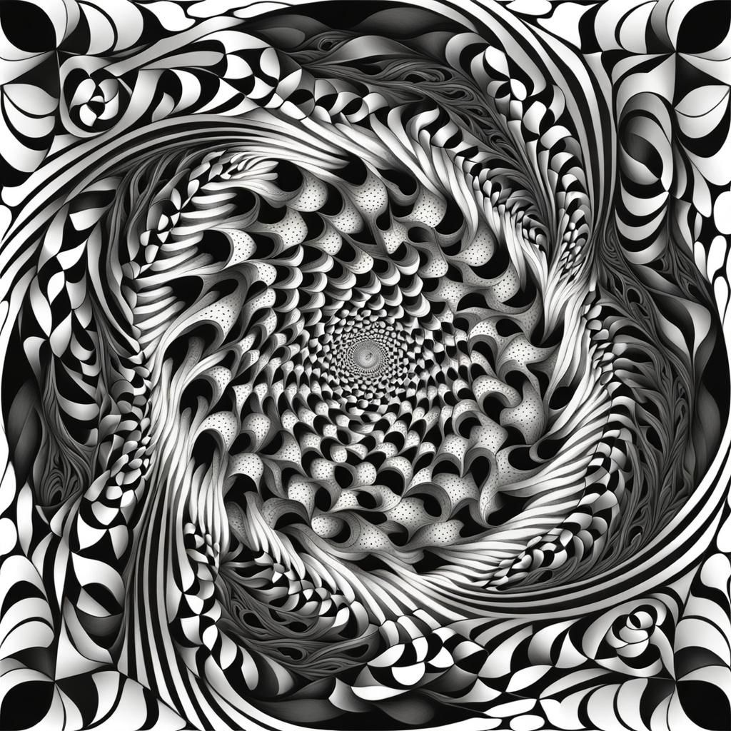 Optical illusion fractal tesselation appears to be a spiraling hole ...