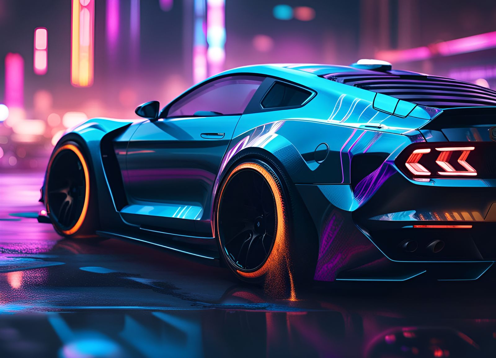 Cyberpunk Shelby Mustang Supercar Hybrid AI Generated Artwork