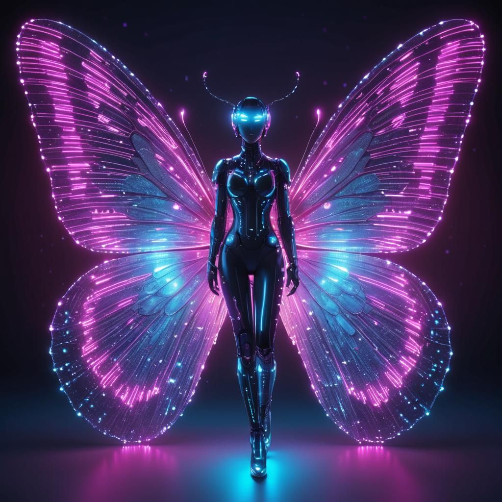 Binary Code Dream, bright Neon Circuits, sparkling Cyborg bu...