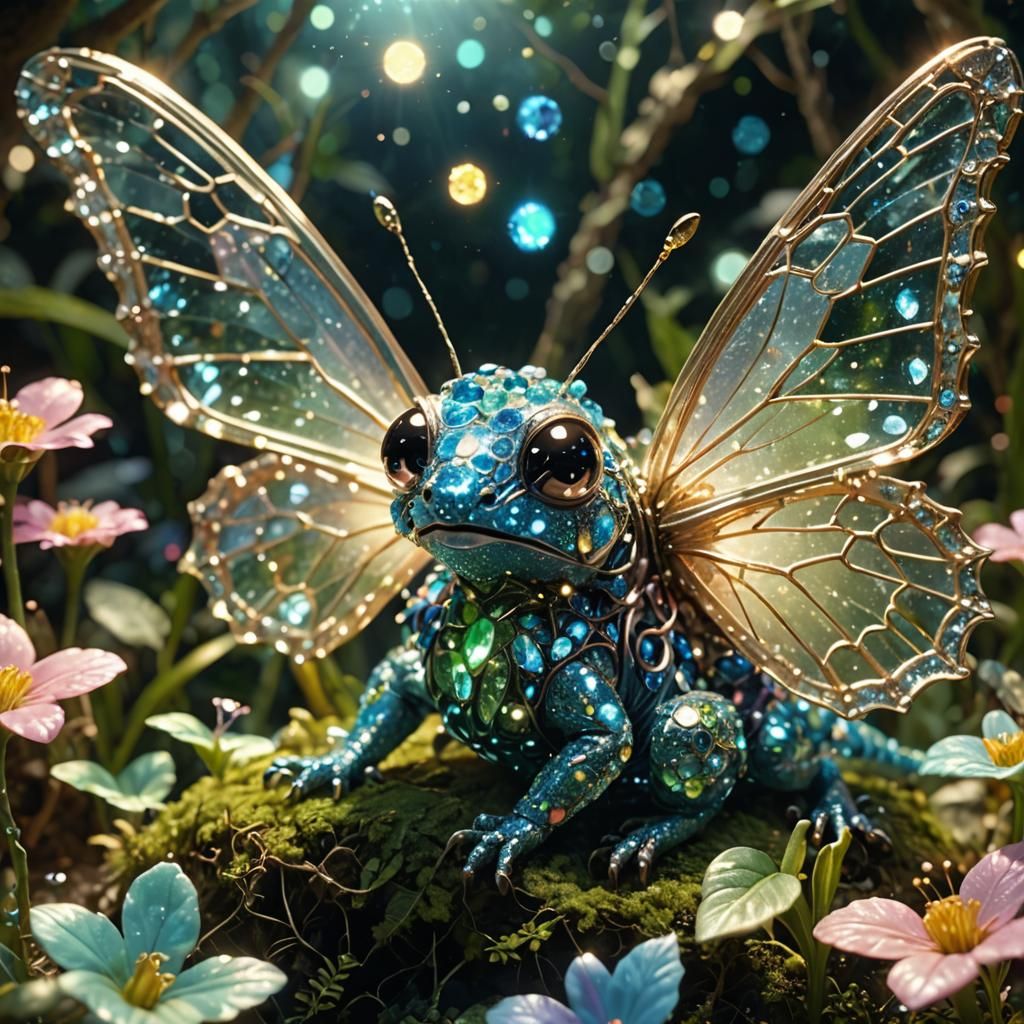 Crystal Butterfly Boops Lizard Nose in Enchanted Garden