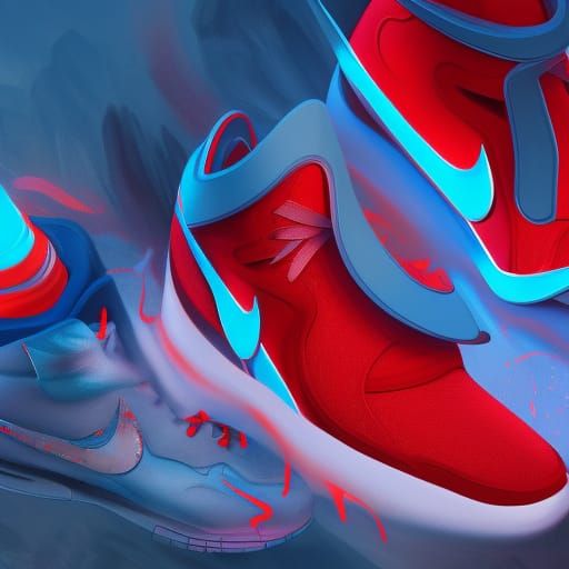 Nike shoes red and light blue - AI Generated Artwork - NightCafe Creator