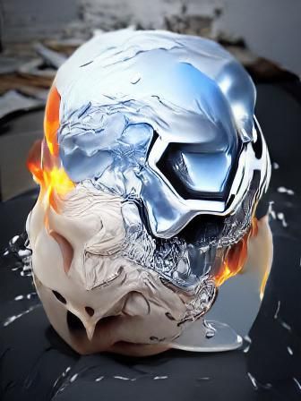 Melting helmet skull showing hyperrealism Unreal Engine