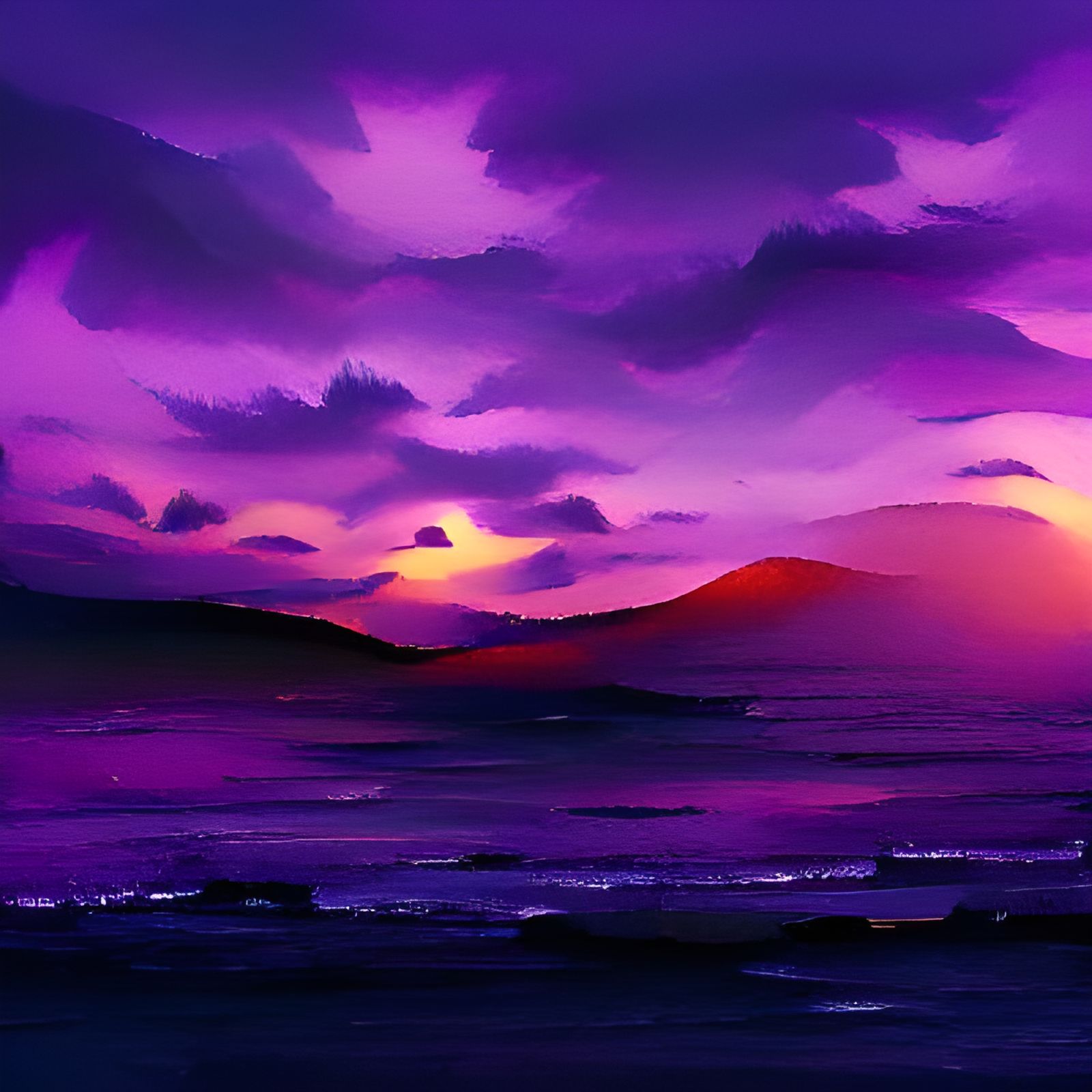 Purple sunset - AI Generated Artwork - NightCafe Creator