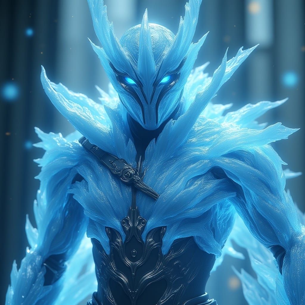 <lora:MJ6 RPG Flux:1.0> Ice Mage, dynamic, digital art, best of behance, anton fadeev, fined detail, sci-fi fantasy character hybrid, sci-fi...