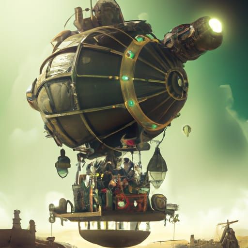 vintage robot steam punk barrage balloon