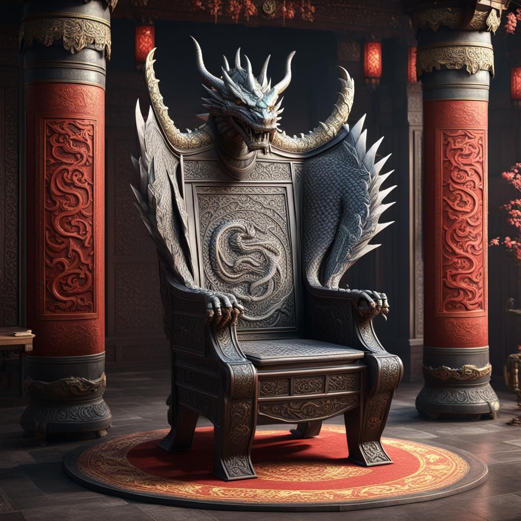 Dragon Chair and Robe in Palace, 3D Game Cinematic