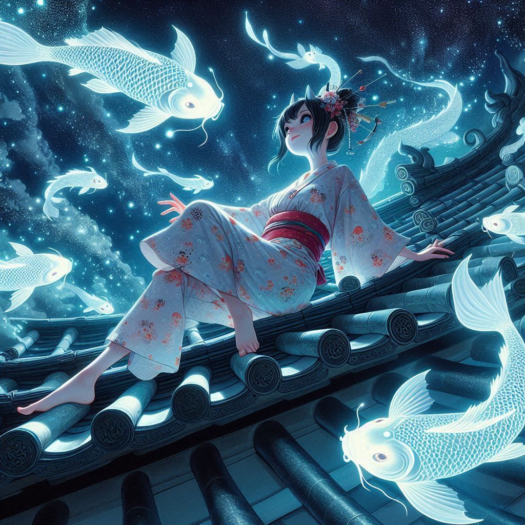 Swimming among the koi fishes