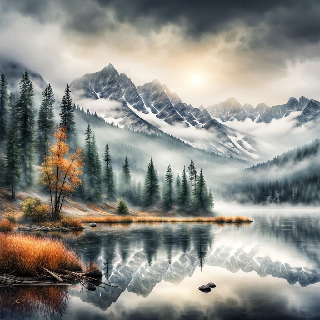 Mountain Watercolor  by @Echobri