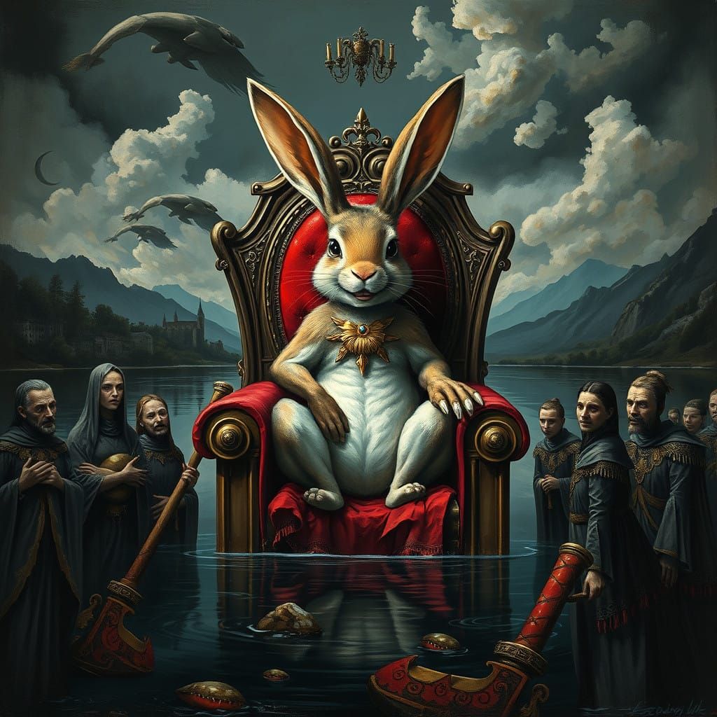 Gothic Regal Rabbit Rules with Iron Paw - AI Art